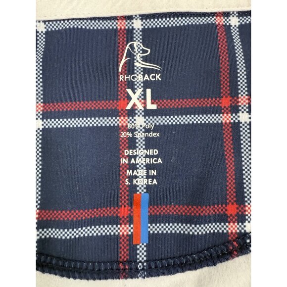 Rhoback Mens Q-Zip Pullover Performance Sz XL Plaid USA Flag Golf Athleisure - Picture 7 of 11